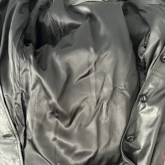 Vintage Francis Imports Genuine Leather Trench Coat Made in Spain (M/L) - Picture 14 of 16